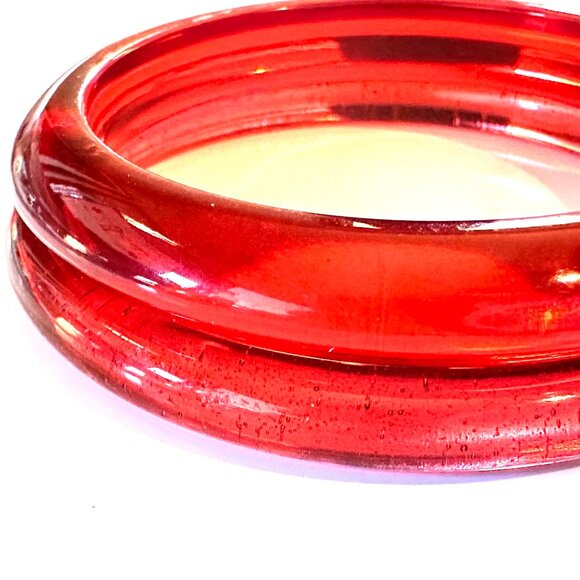 Vintage Merlot Glass & Rosé Lucite Bangles — Wine Country Pairings — EUC